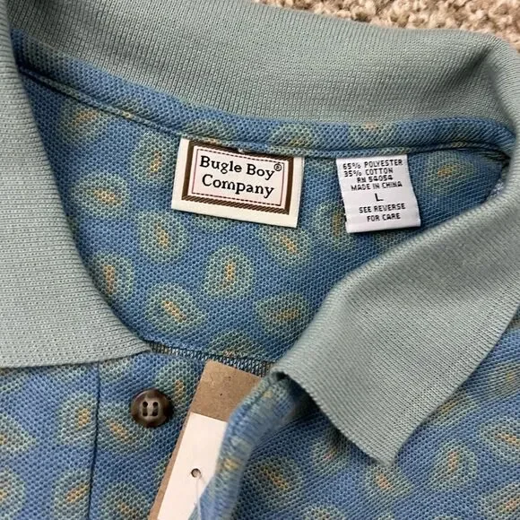 NWT Vintage Bugle Boy Paisley Golf Polo men's L - Picture 2 of 6